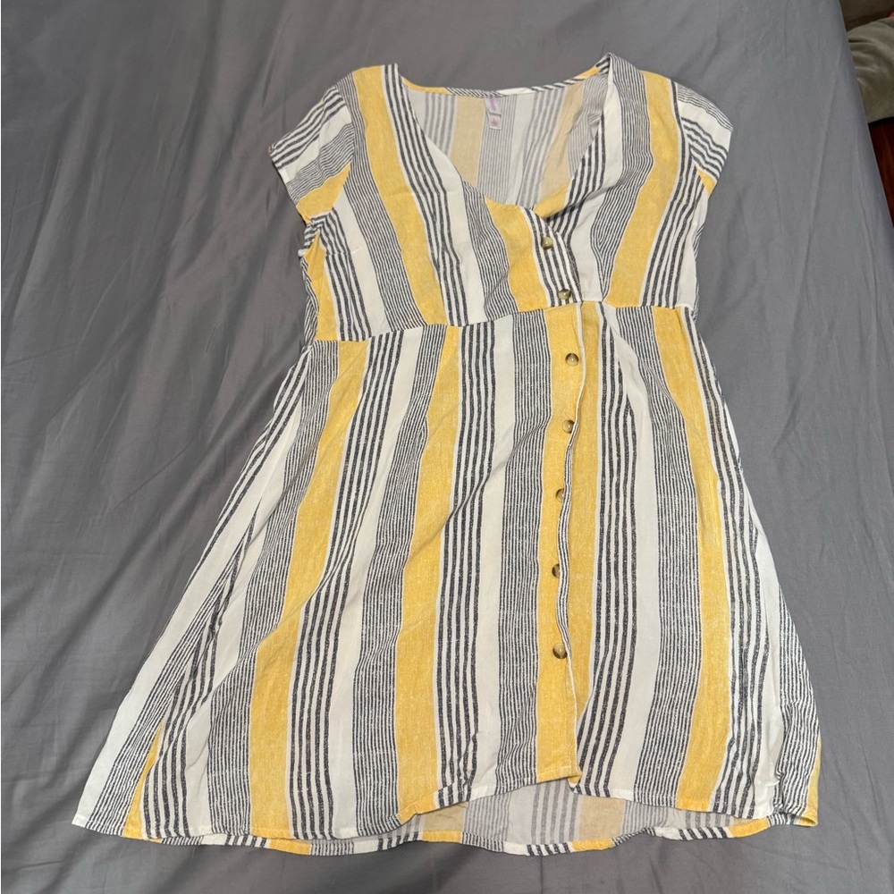 Xhilaration Yellow and Black Striped Dress